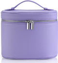 Makeup Bag Vanity Case Cosmetic Bag with Removable Divider Travel Toiletry Bag for Women Portable Make up Box Organizer, Purple
