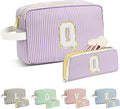 Travel Makeup Bag Christmas Gifts for Women Girl Teens, Personalized Initial Makeup Bag for Cute Teen Girls, Preppy Stuff Toiletry Bag Cosmetic Bag, Teen Girls Gift Trendy Stuff, Letter Q