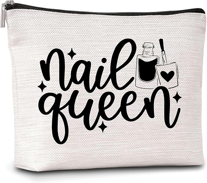 Nail Queen Makeup Bag Funny Gifts Travel Toiletry Bags for Women Friendship Gift For Women Teachers Girls Teens Friend Sister-A07