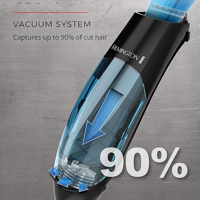 Remington Vacuum Haircut Kit, Vacuum Beard Trimmer, Hair Clippers for Men with Removable Hair Chamber and Dual Motor Power (18 Pieces) (Pack of 2)