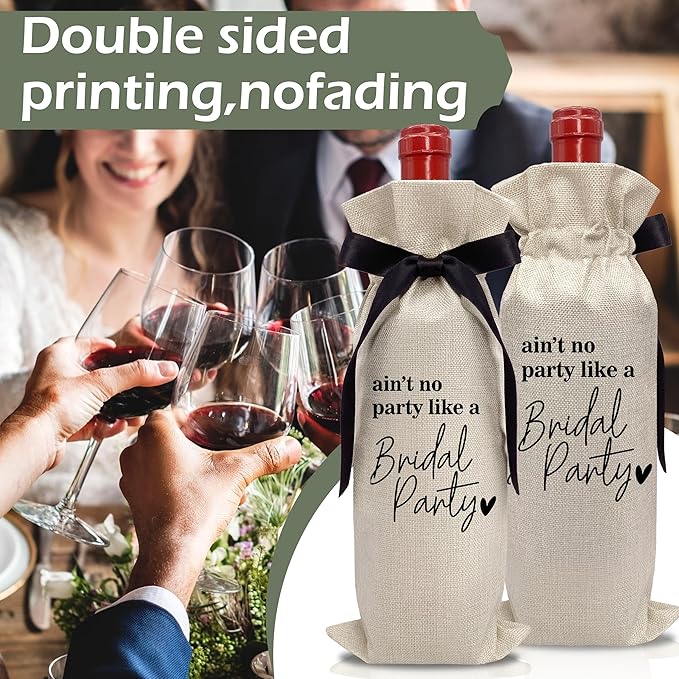 RYIGYWE Cute Bow Ribbon Engagement Gift Wine Bag - 1 PCS Bride to Be Gifts for Bridesmaids Bride and Groom Couples Her Him Will You Be My Bridesmaid for Getting Married Engagement Bridal Shower - A60
