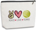 Tennis Gifts Tennis Pouch Bag Inspirational Gifts for Women, Gifts for Tennis Lovers Players Birthday Gift for Coach Best Friend Sister - Peace Love Tennis Makeup Bag