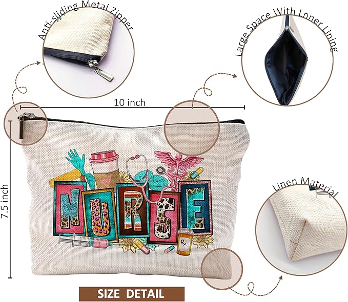 Nurse Makeup Bags,Nurse Gifts for Women,Nurse Cosmetic Bags With Zipper,Nurse Gifts for Nursing Student,Student Nurse Gifts(J style)