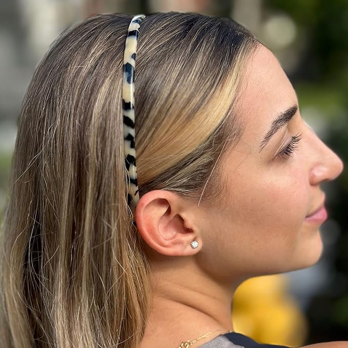 Camila Paris CP3470 French Headband for Women, Handmade White Tokyo, Strong Hold Grip Women's Hair Band, Ligth and Very Flexible, No Slip and Durable Styling Girls Hair Accessories, Made in France