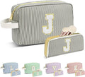 Travel Makeup Bag Christmas Gifts for Women Girl Teens, Personalized Initial Makeup Bag for Cute Teen Girls, Preppy Stuff Toiletry Bag Cosmetic Bag, Teen Girls Gift Trendy Stuff, Letter J