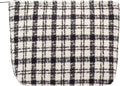 Makeup Bags for Purse Zipper Cosmetic Pouch Large Travel Canvas Make Up Organizer Tool Pouch for Women and Girls,Plaid Black