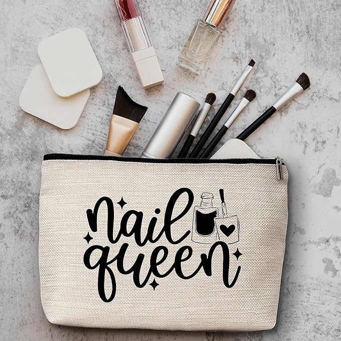 Nail Queen Makeup Bag Funny Gifts Travel Toiletry Bags for Women Friendship Gift For Women Teachers Girls Teens Friend Sister-A07
