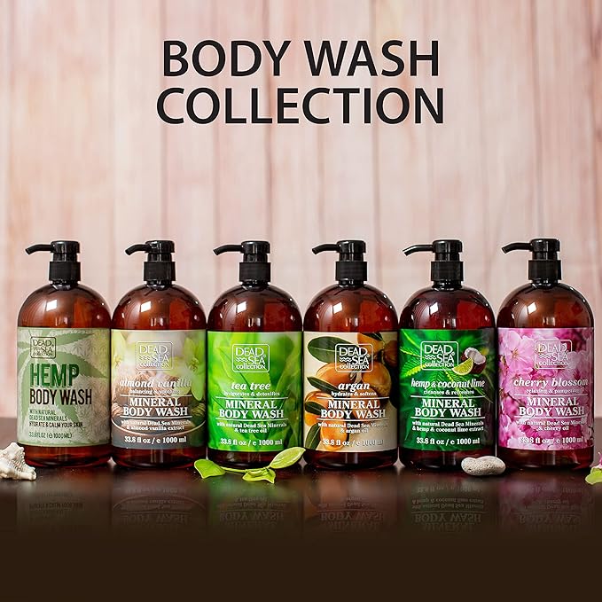 Dead Sea Collection Hemp & Coconut Lime Body Wash for Women and Men – with Pure Dead Sea Minerals - Cleanses and Moisturizes Skin - Pack of 2 (67.6 fl. oz)