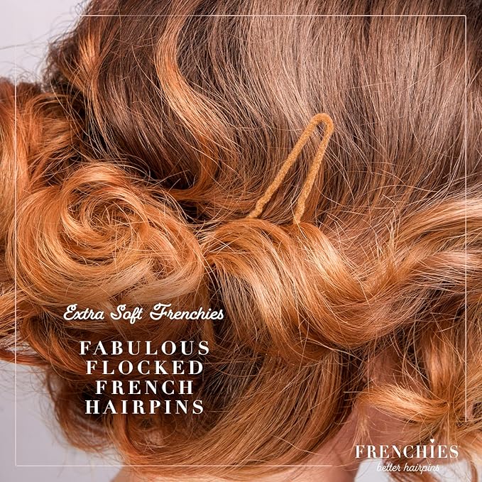 Frenchies French Twist Hair Pin, Ultra Flocked Extra Soft French Hair Pins for Women, Wedding, Updo Extensions, or Wig, 20 Count, Red