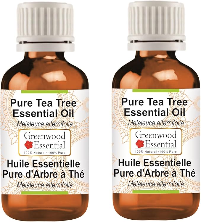 Greenwood Essential Tea Tree Essential Oil (Melaleuca alternifolia) Steam Distilled (Pack of Two) 100ml X 2 (6.76 oz)