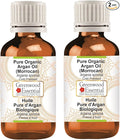 Greenwood Essential Pure Organic Argan (Moroccan) Oil (Argania spinosa) Cold Pressed (Pack of Two) 100ml X 2 (6.76 oz)