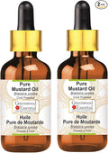 Greenwood Essential Mustard Oil (Brassica juncea) with Glass Dropper | Cold Pressed | Natural | Undiluted | For Diluting Essential Oils | For Skin & Massage | Men & Women | 100ml X 2 (6.76 oz)