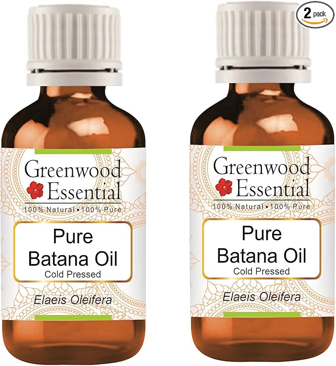 Greenwood Essential Pure Batana Oil (Elaeis Oleifera) Cold Pressed Pack of Two 100mlx2 (6.76 oz)