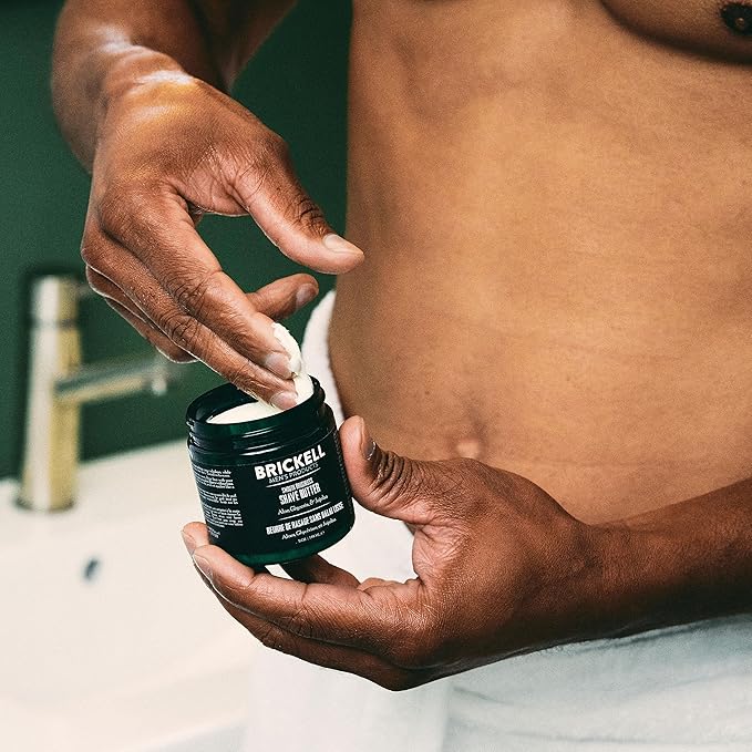 Brickell Men's Smooth Brushless Shave Butter for Men, Natural and Organic Smooth Shaving Butter to Fight Nicks, Cuts and Razor Burn, 2 Ounce, Unscented