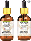 Greenwood Essential Pure Apricot Kernel Oil (Prunus armeniaca) with Glass Dropper Cold Pressed (Pack of Two) 100ml X 2 (6.76 oz)