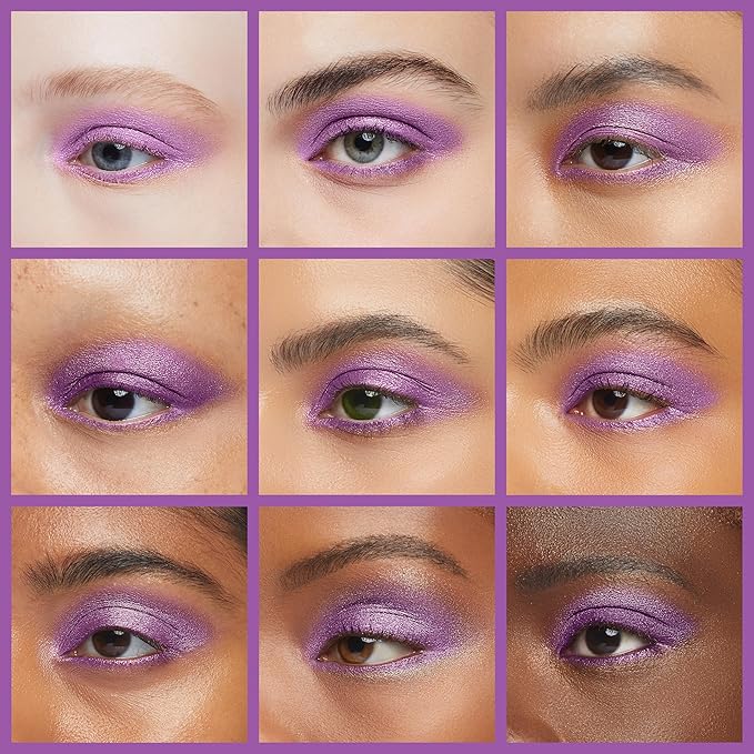 Purple Eyeshadow stick and Sponge Makeup Brush, Smooth Cream Shimmer Shadow Pencil Long Lasting Waterproof Highlighter Stick Hypoallergenic Multi-Dimensional eyes Look