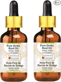 Greenwood Essential Pure Ginko Root Oil (Ginkgo biloba) with Glass Dropper Cold Pressed (Pack of Two) 100ml X 2 (6.76 oz)