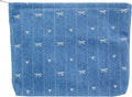 PAZIMIIK Makeup Bag Large Cotton Zipper Pouch for Purse Travel Canvas Make Up Organizer for Women Cosmetic,Jean Blue