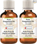 Greenwood Essential Pure Grapeseed Oil (Vitis vinifera) Cold Pressed (Pack of Two) 100ml X 2 (6.76 oz)