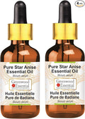 Greenwood Essential Pure Star Anise Essential Oil (lllicium verum) with Glass Dropper (Pack of Two) 100ml X 2 (6.76 oz)