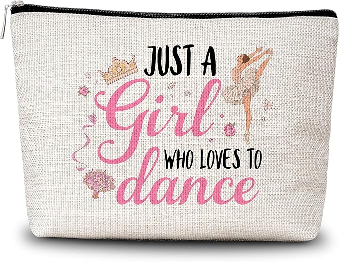 GREOXG Just A Girl Who Loves to Dance Makeup Bag Ballerina Cosmetic Travel Bag Dancer Friendship Gifts for Dance Lovers Girls Teens Women Birthday Christmas-A35