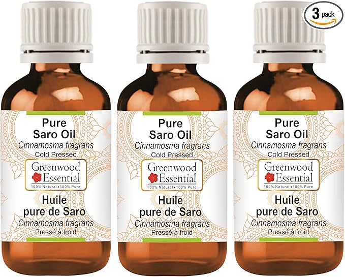Greenwood Essential Pure Saro Essential Oil (Cinnamosma fragrans) Steam Distilled (Pack of Three) 100ml X 3 (10 oz)