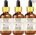 Greenwood Essential Pure Aloe Vera Oil (Aloe barbadensis) with Glass Dropper Premium Therapeutic Grade for Hair, Skin & Aromatherapy (Pack of Three) 100ml X 3 (10.1oz)