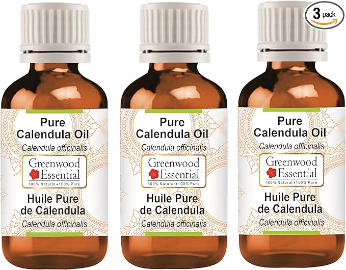 Greenwood Essential Pure Calendula Oil (Calendula officinalis) Natural Therapeutic Grade (Pack of Three) 100ml X 3 (10 oz)
