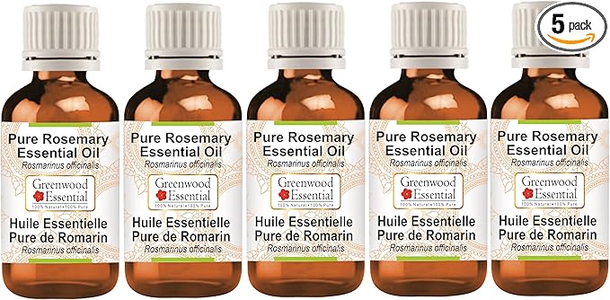 Greenwood Essential Pure Rosemary Essential Oil (Rosmarinus officinalis) Steam Distilled (Pack of Five) 100ml X 5(16.9 oz)